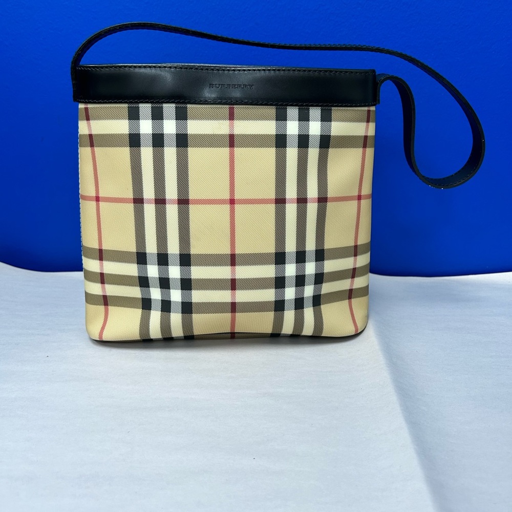 BURBERRY LONDON Check Print Coated Canvas Shoulder Bag